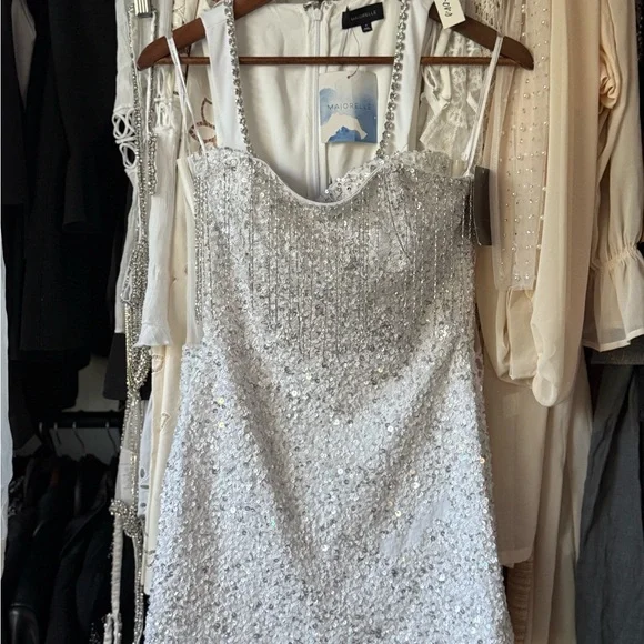 Retrofete Silver Sequin Mini Dress - Picture 2 of 11